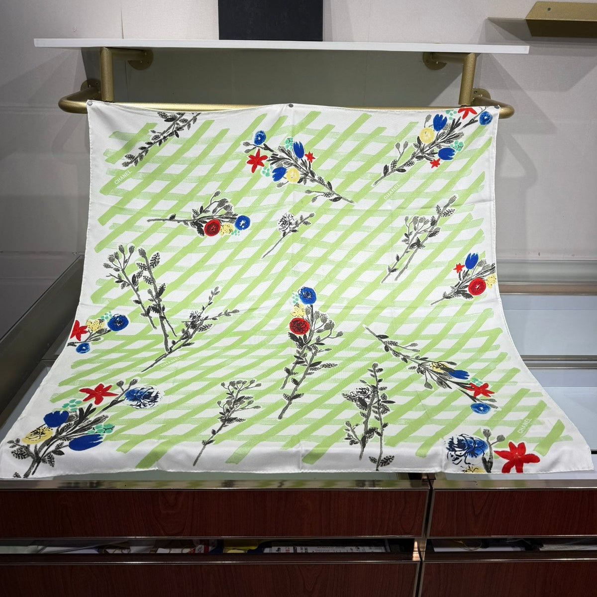 Chanel 2026 Floral Pattern Scarf 90cm Silk 201765