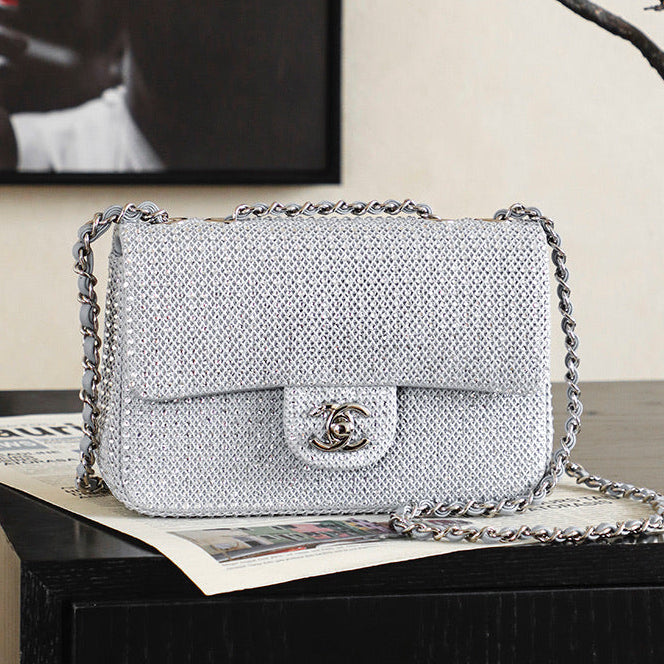 Chanel 2026 Classic Flap Bag 20cm With Sparkling Stones Leather