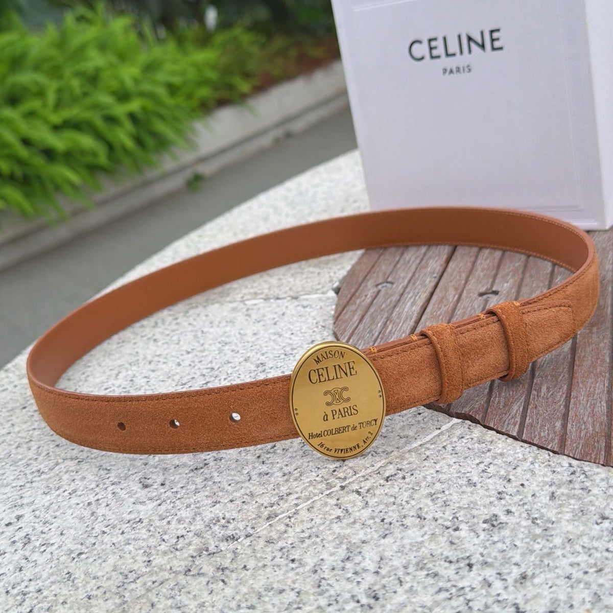 Celine 4.5cm Belt Buckle 2.5cm Width Suede Leather
