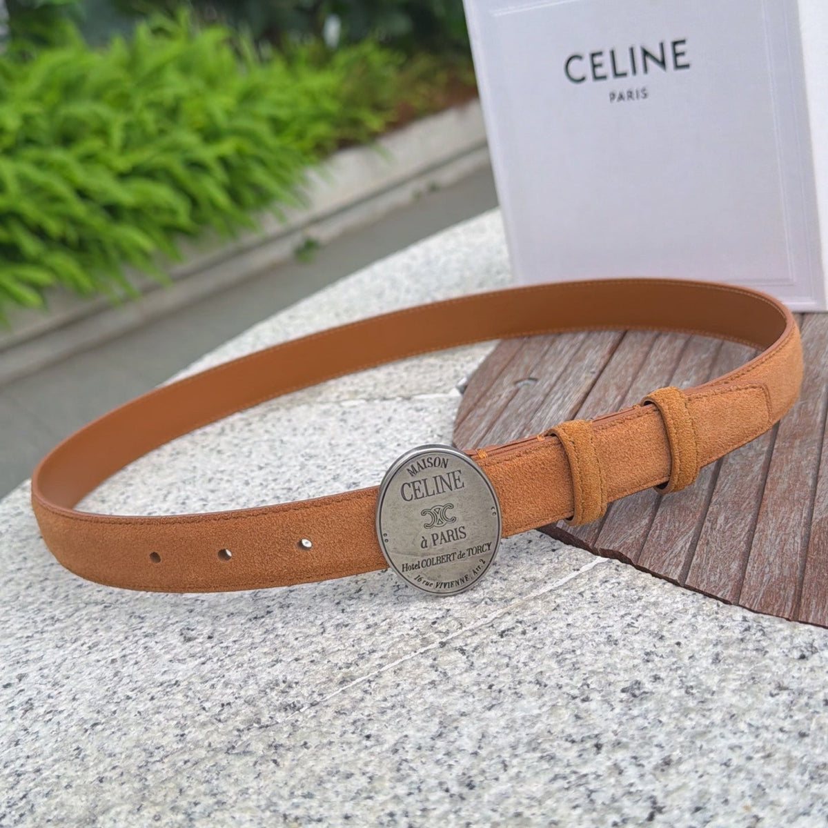 Celine 4.5cm Belt Buckle 2.5cm Width Suede Leather