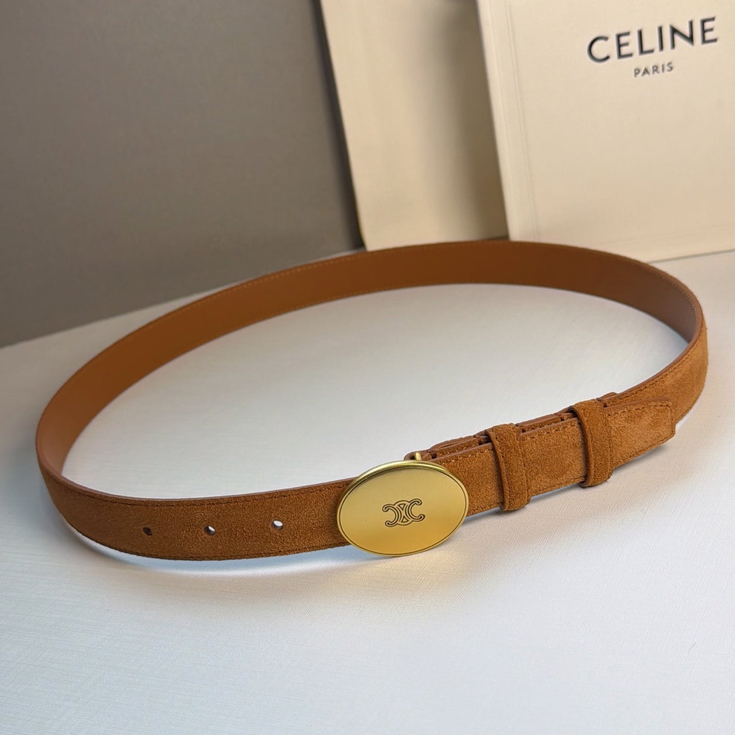 Celine 2026 Triomphe Belt 25mm Suede 205745