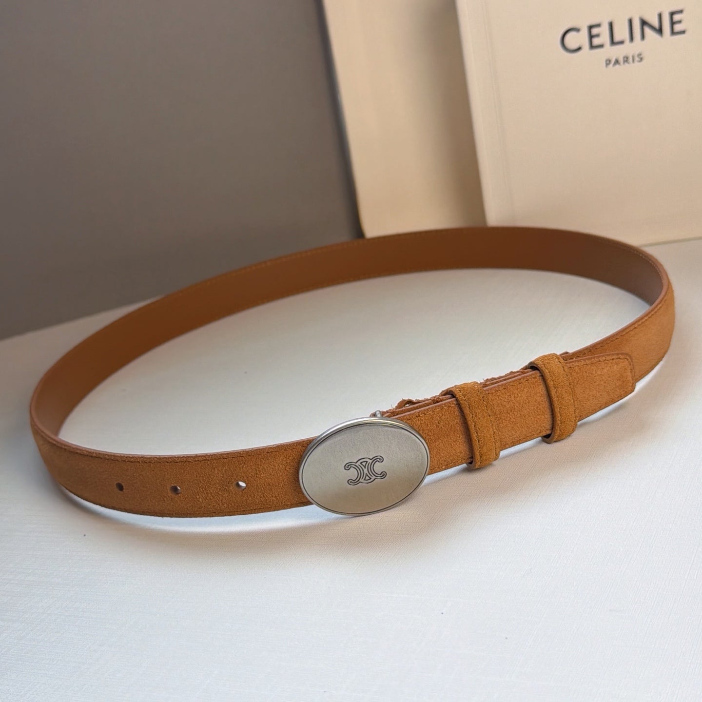Celine 2026 Triomphe Belt 25mm Suede 205745