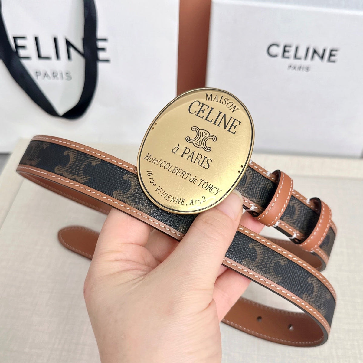 Celine 2026 Maison Paris Belt 25mm Leather 205170