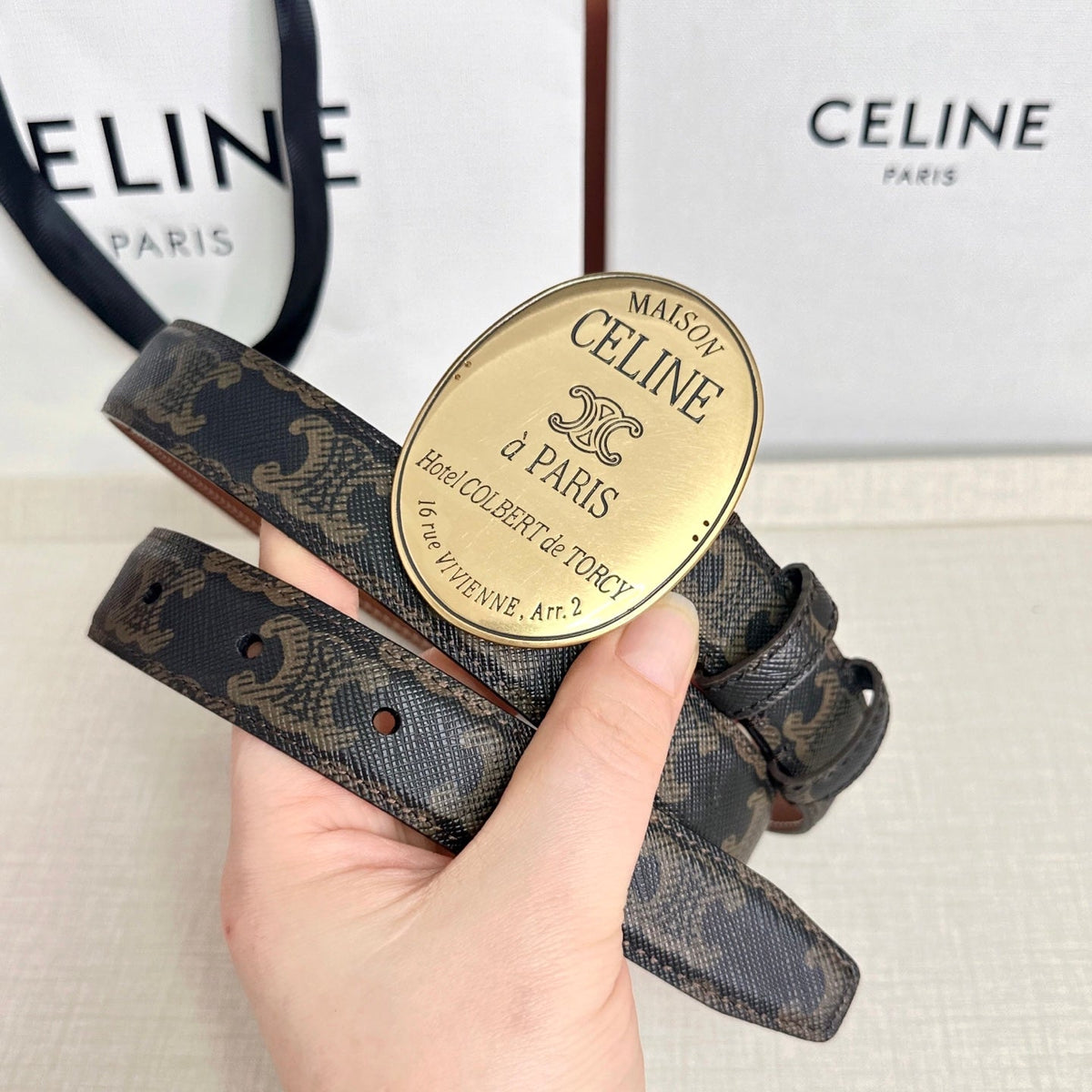Celine 2026 Maison Paris Belt 25mm Leather 205170