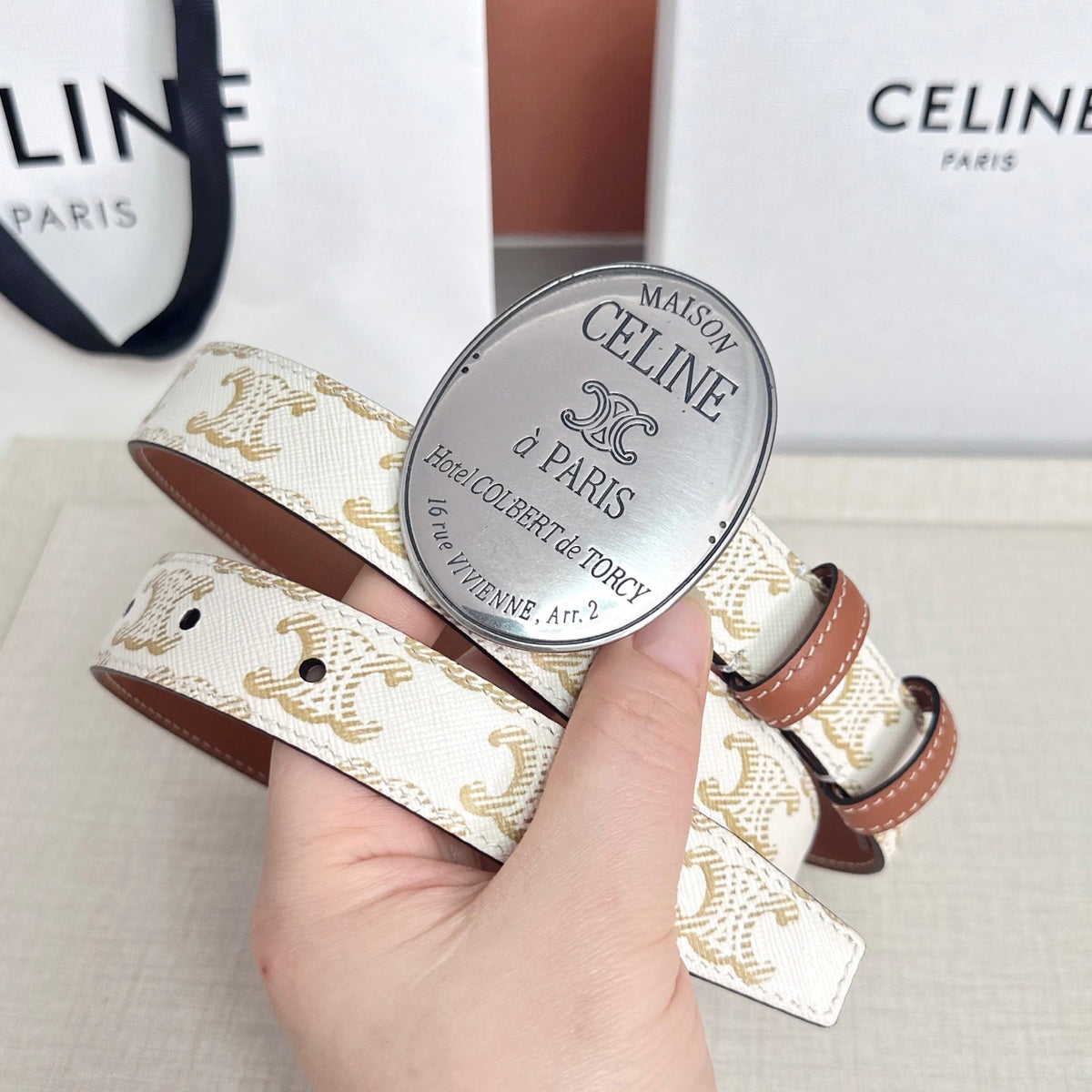 Celine 2026 Maison Paris Belt 25mm Leather 205170
