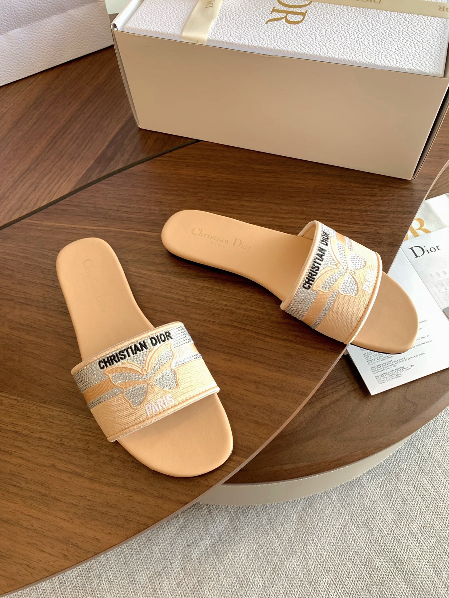 Dior 2026 Butterfly Embroidered Slipper Canvas 878189
