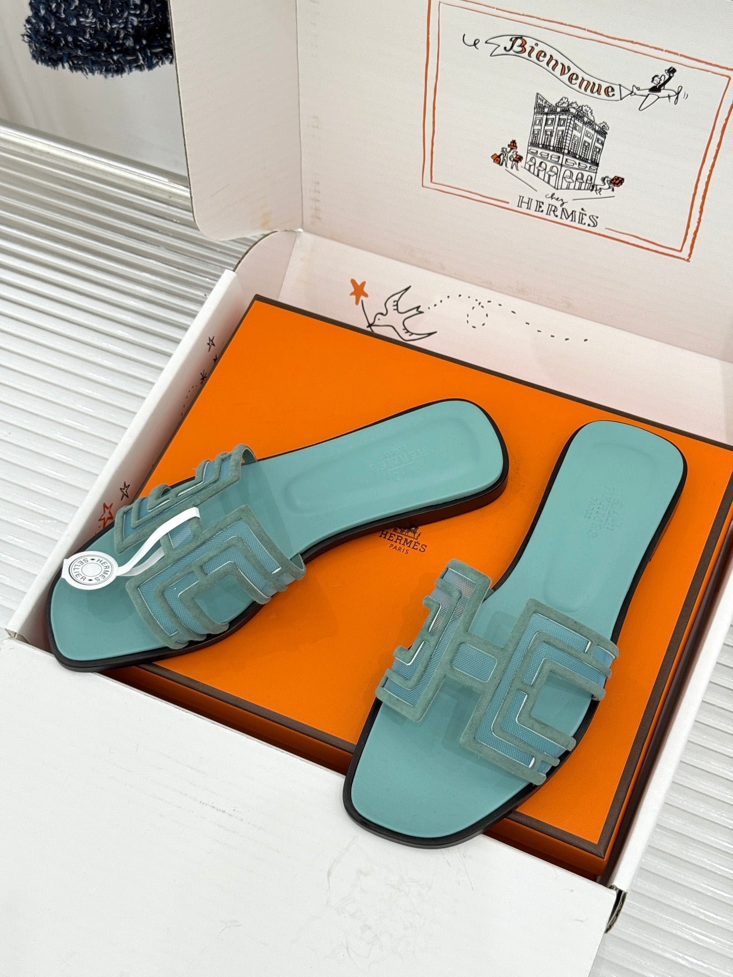 Hermes 2026 Oran Sandal Suede Mesh 898415