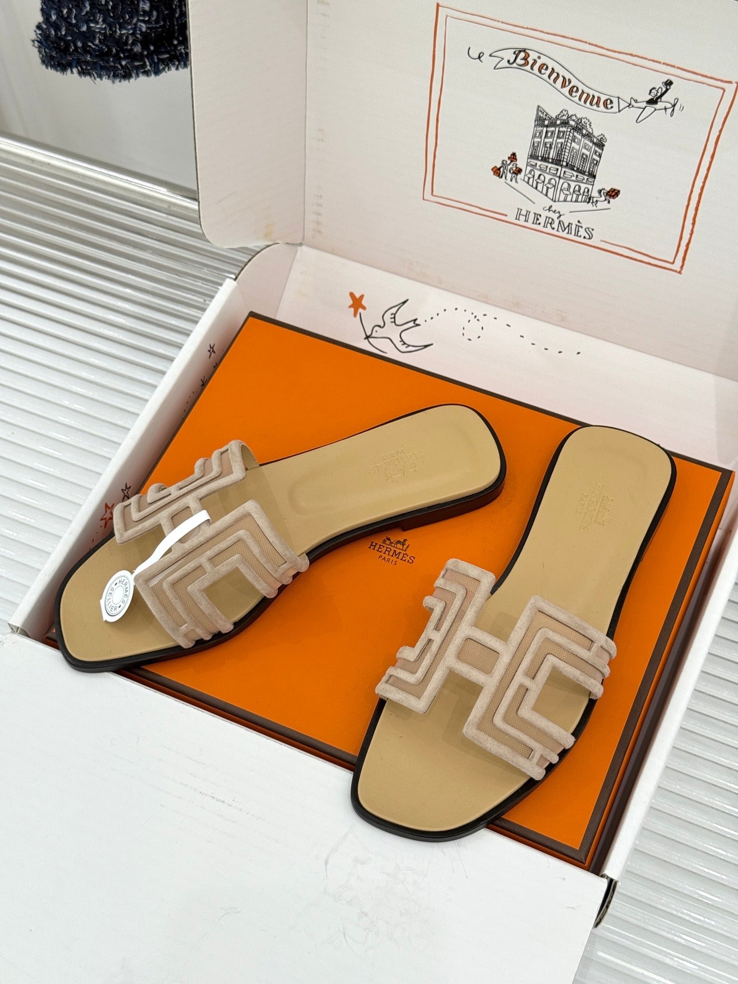Hermes 2026 Oran Sandal Suede Mesh 898415