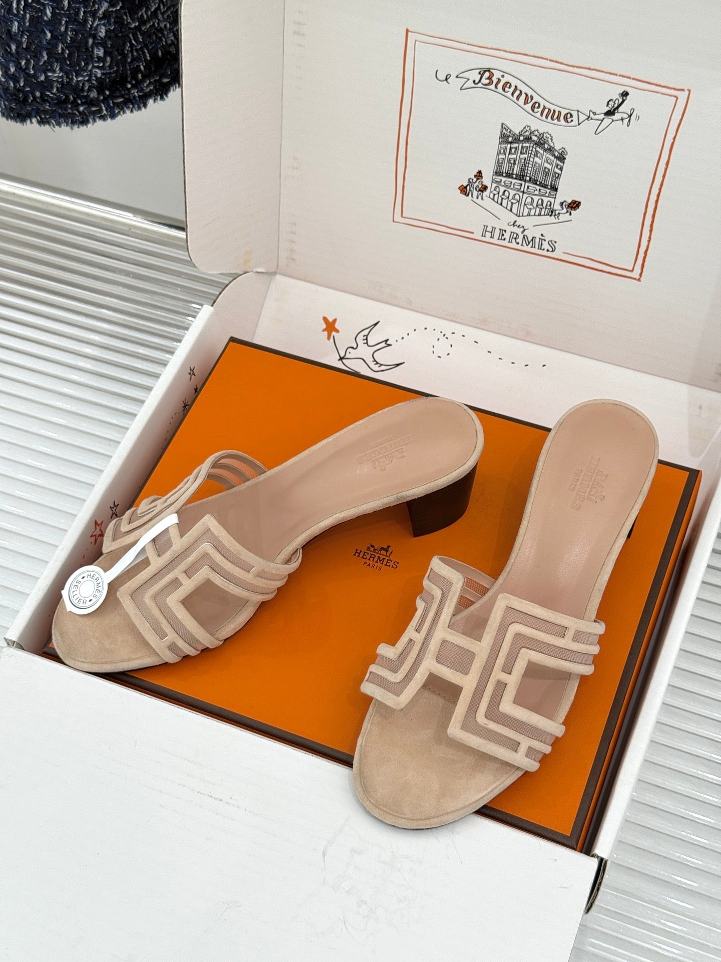 Hermes 2026 Oran Sandal Suede Mesh 898415