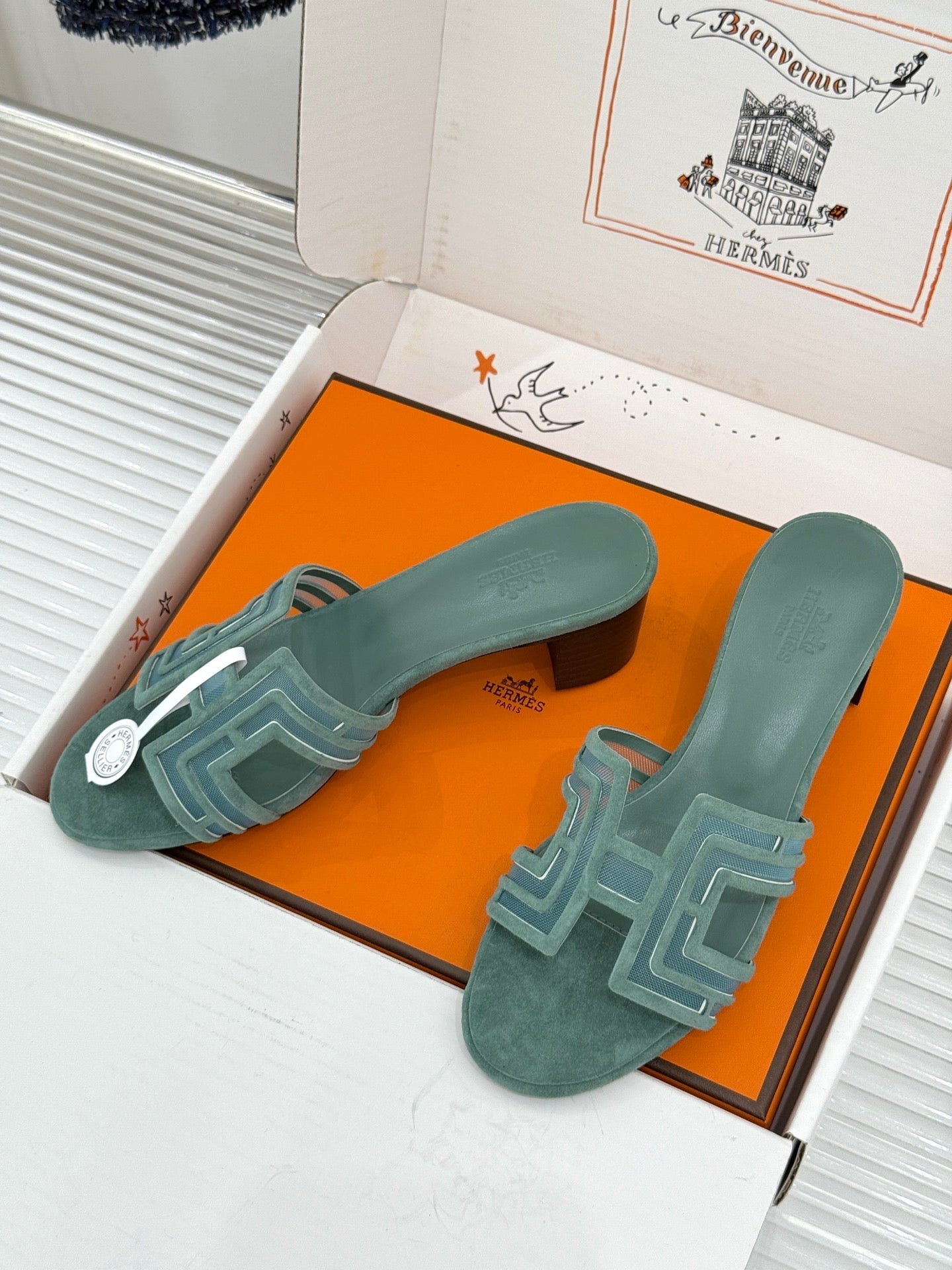 Hermes 2026 Oran Sandal Suede Mesh 898415