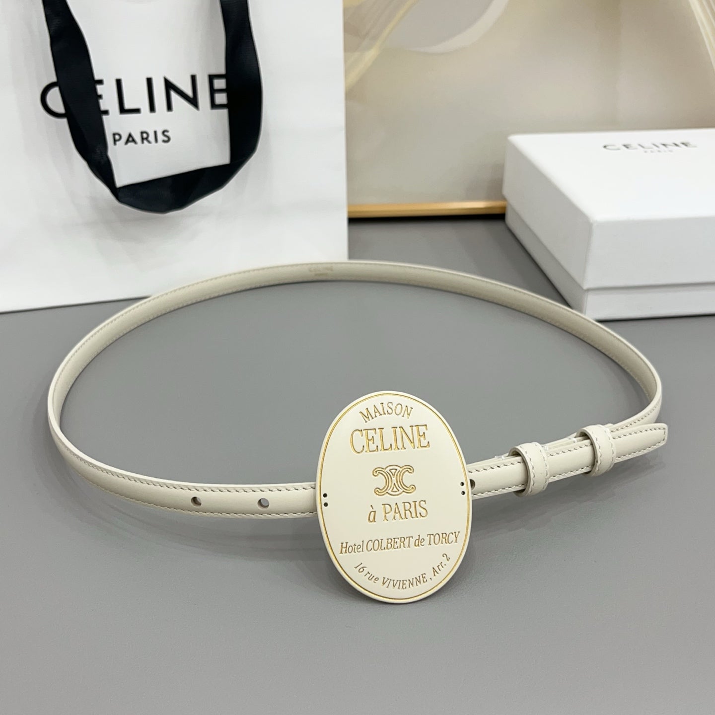 Celine 2026 Arc de Triomphe 13mm Leather Belt