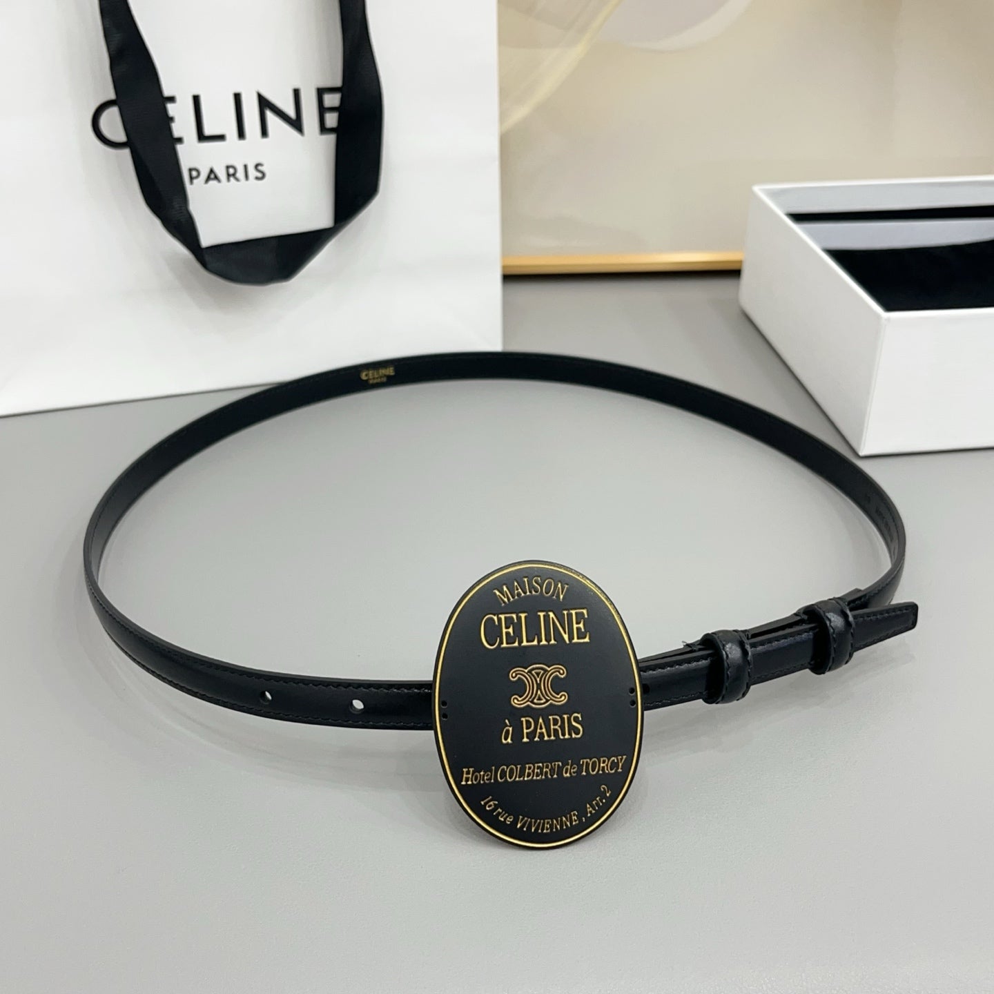 Celine 2026 Arc de Triomphe 13mm Leather Belt