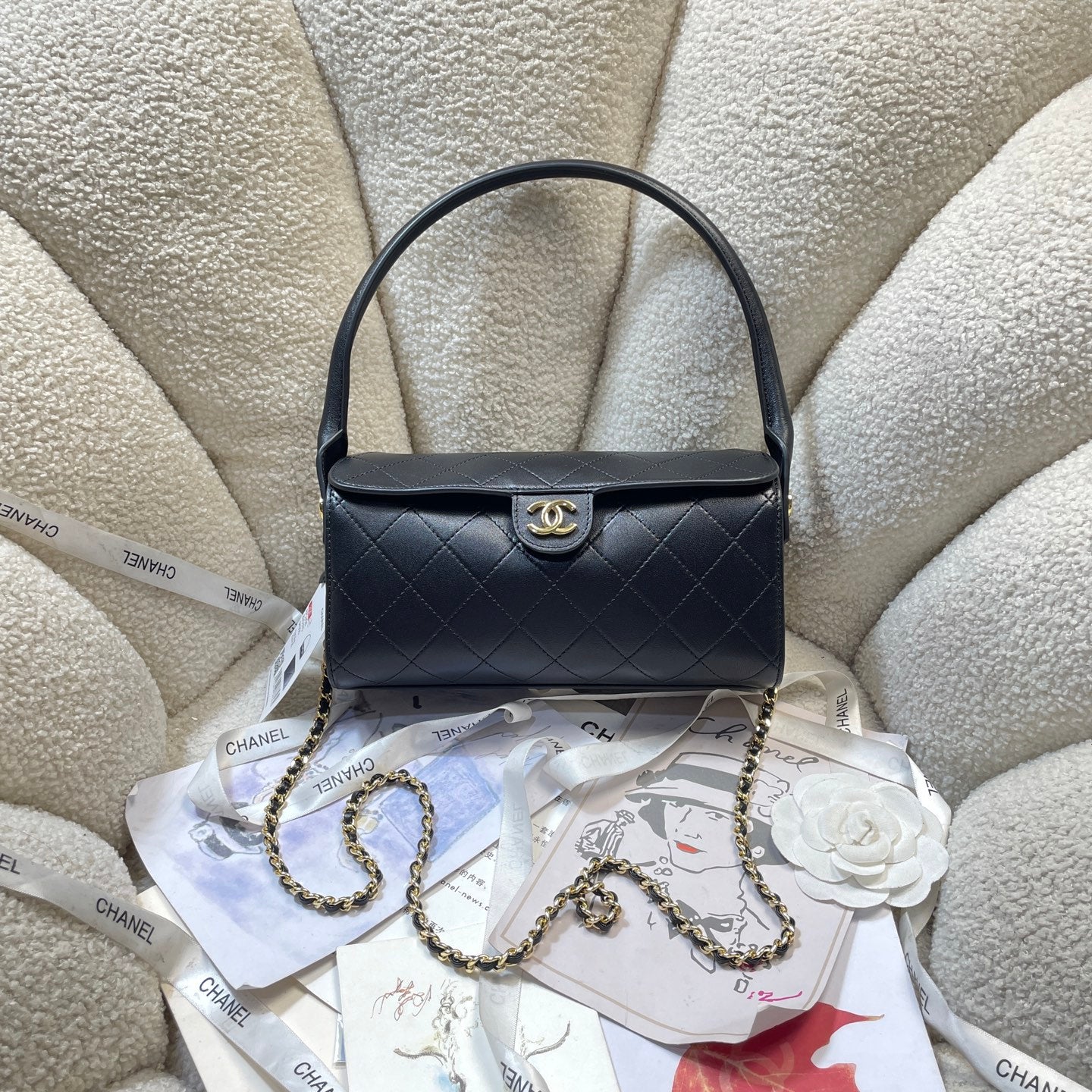 Chanel 2026 Double C Logo Bowling Ball Bag 23cm Leather