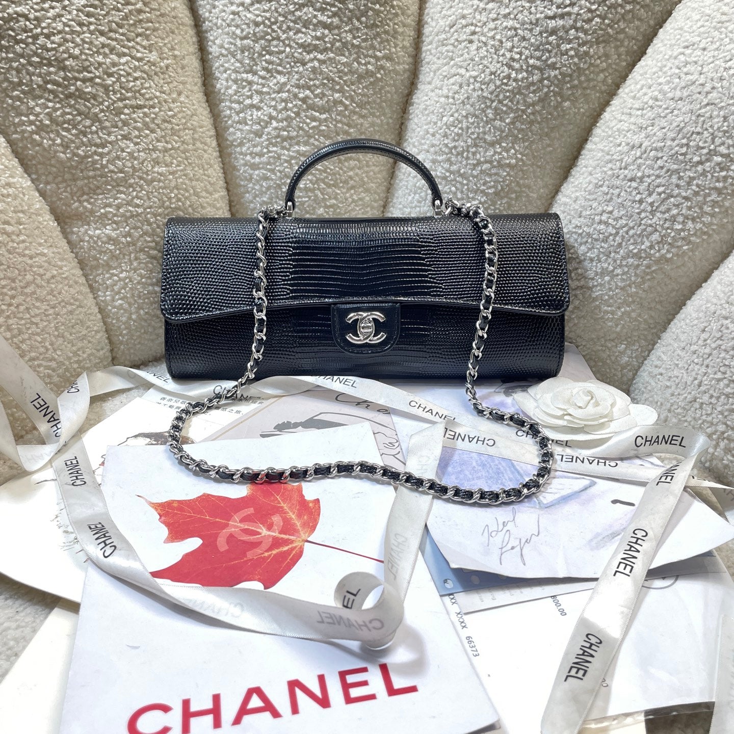 Chanel 2026 Lizard-Embossed Top Handle Bag 25cm Leather
