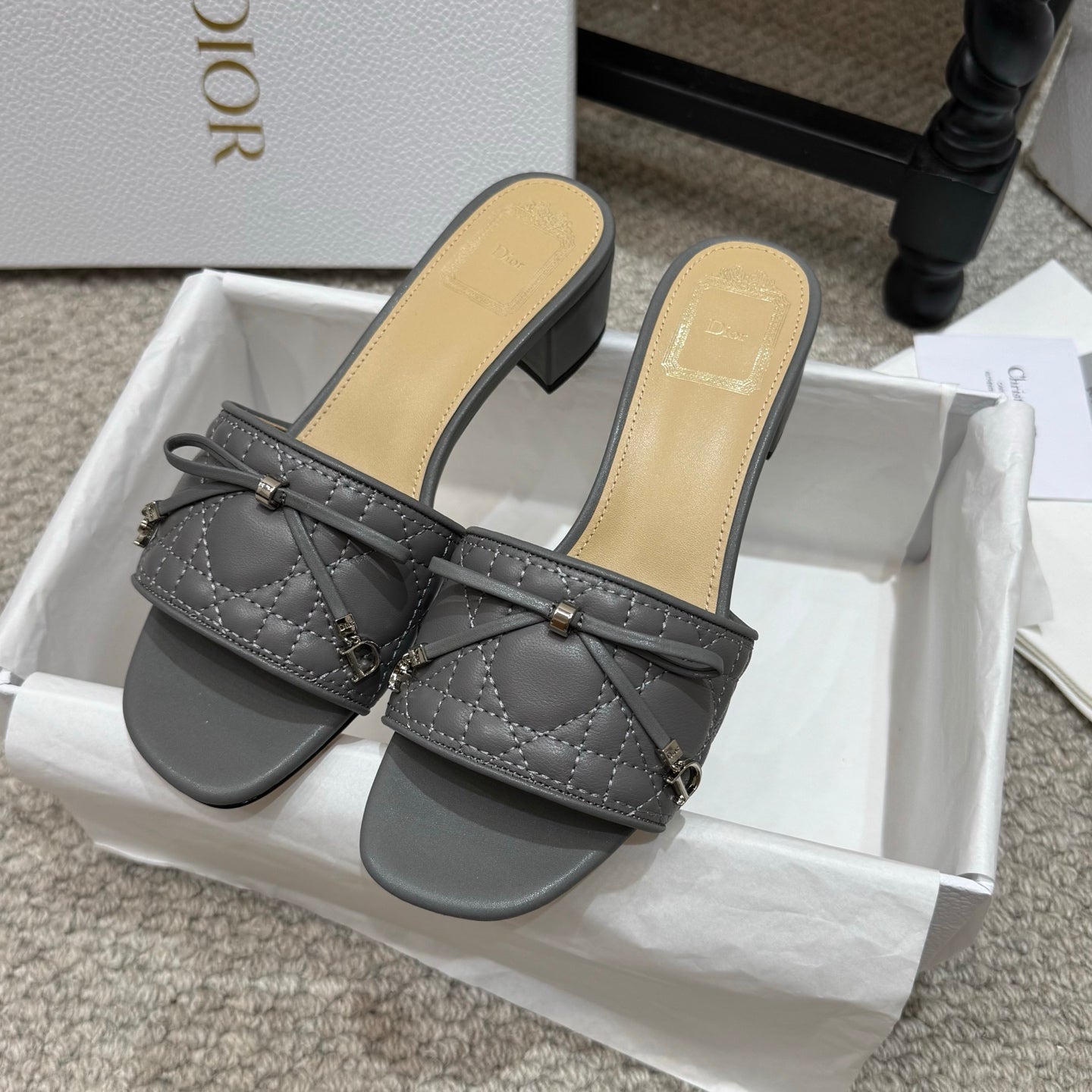 Dior 2026 Cannage Heeled Slide Sandal Sheepskin 932161