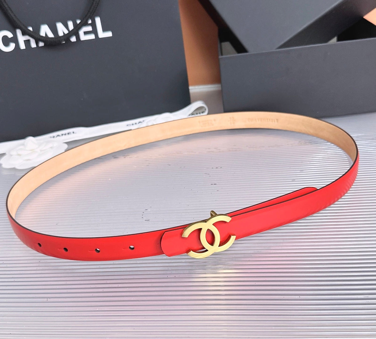Chanel 2026 CC Logo Slim Belt 20mm Leather 212320