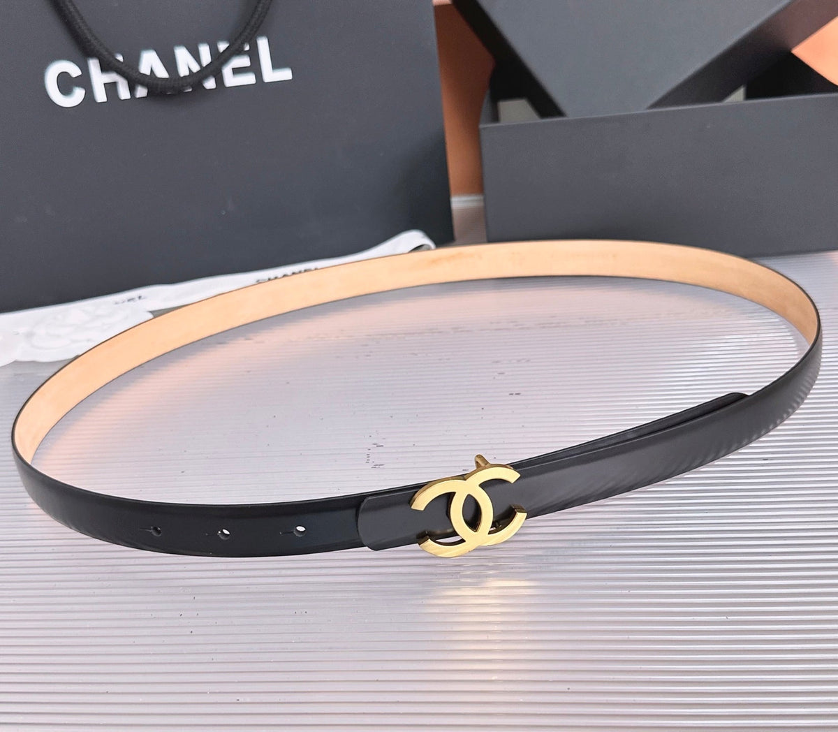 Chanel 2026 CC Logo Slim Belt 20mm Leather 212320