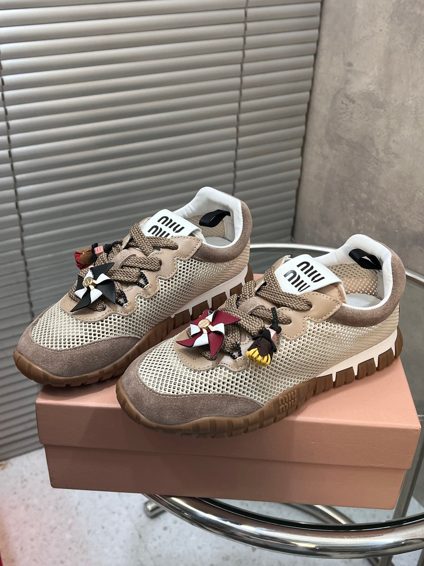 Miumiu 2026 Tyre Sneakers Mesh Suede Leather 952934