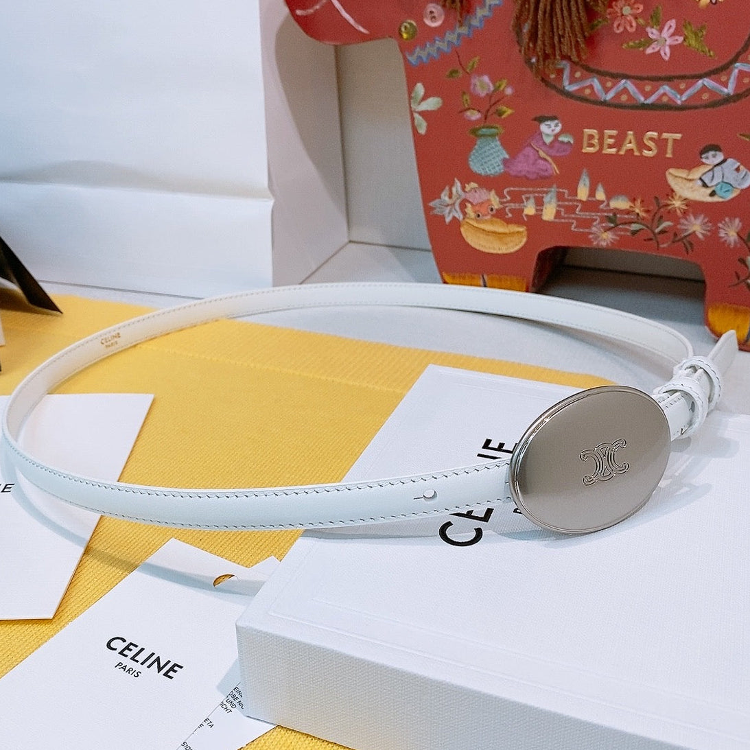 Celine 2026 Triomphe Slim Belt 13mm Leather 212866