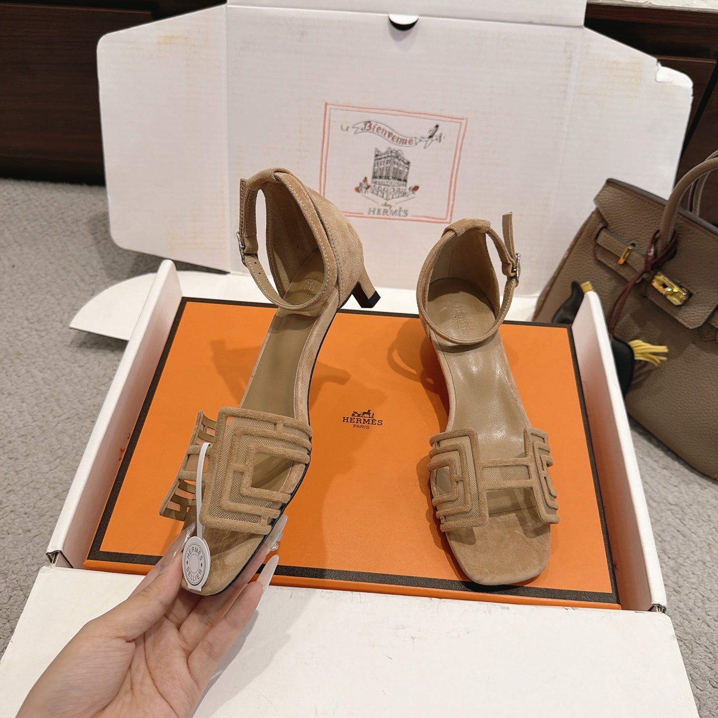 Hermes 2026 Oran Sandal Suede Mesh 898415