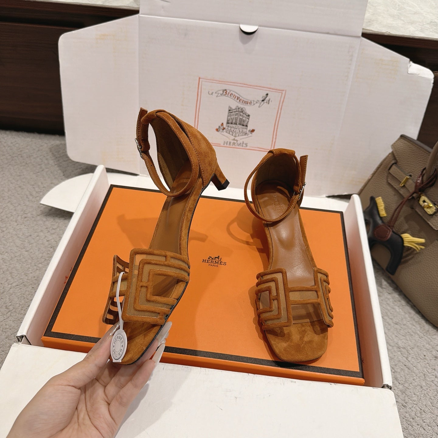 Hermes 2026 Oran Sandal Suede Mesh 898415