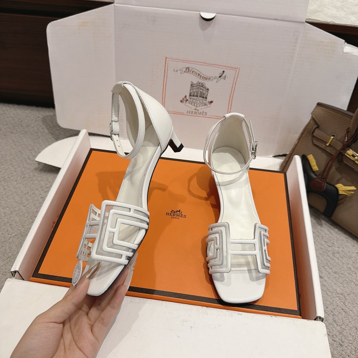 Hermes 2026 Oran Sandal Suede Mesh 898415