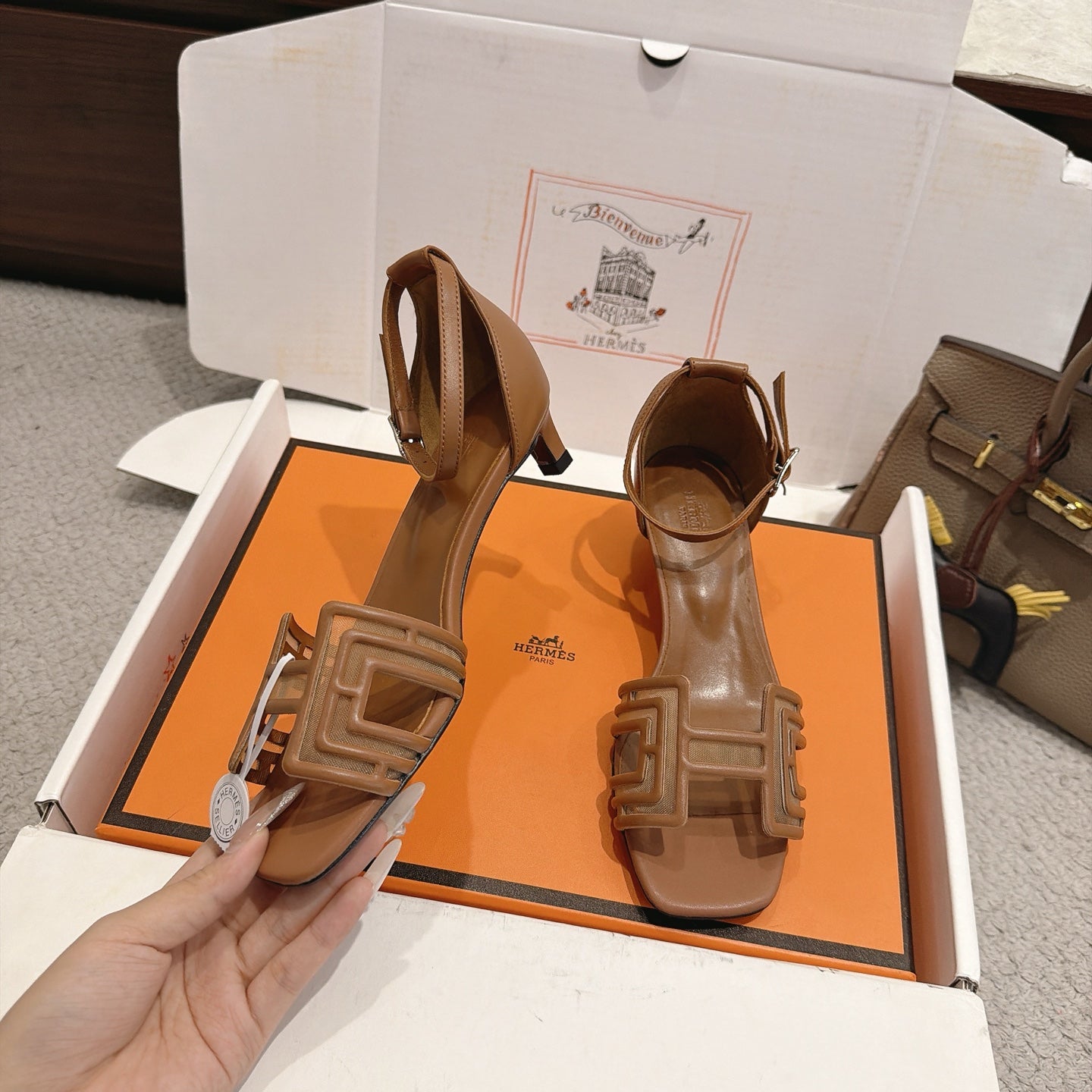 Hermes 2026 Oran Sandal Suede Mesh 898415