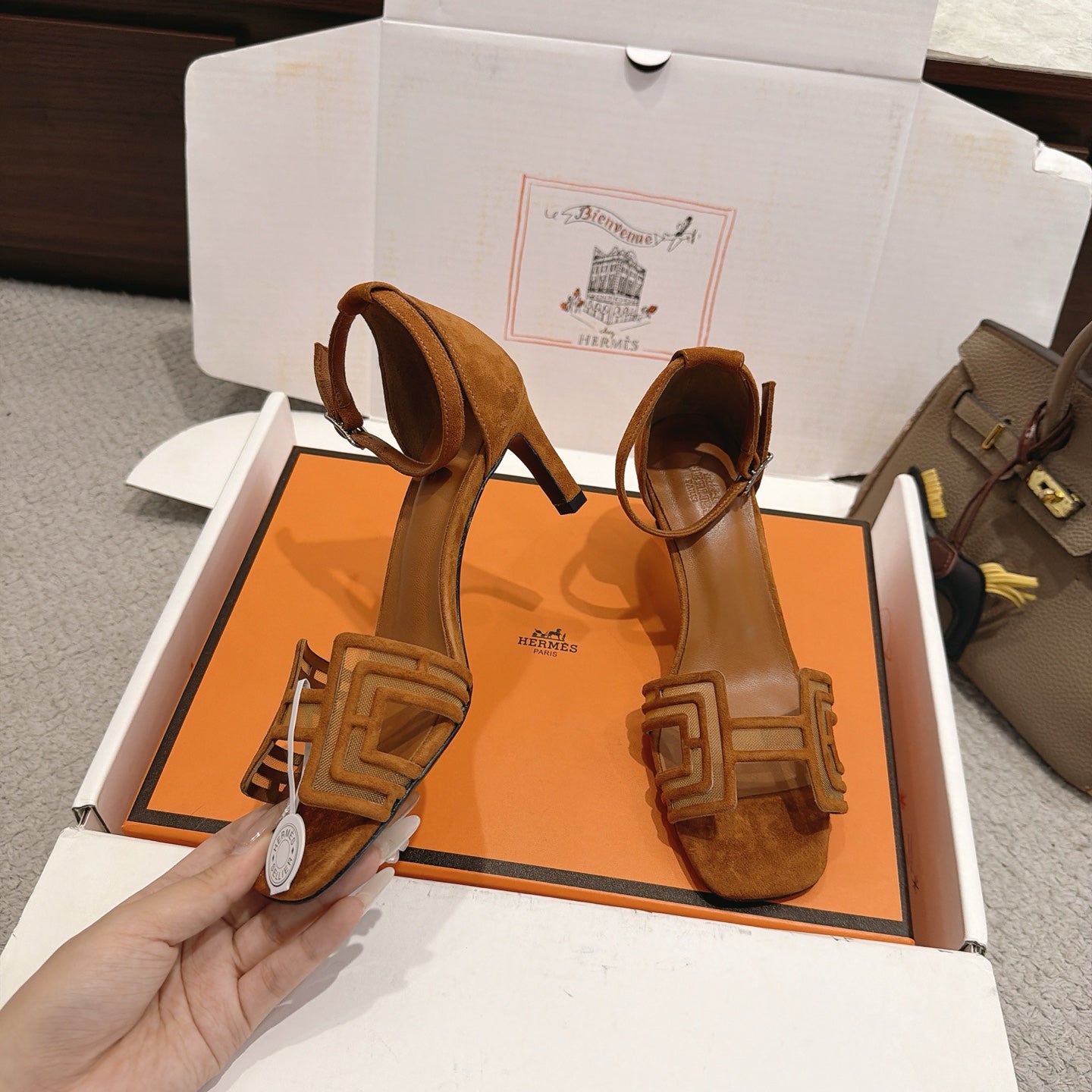 Hermes 2026 Oran Sandal Suede Mesh 898415