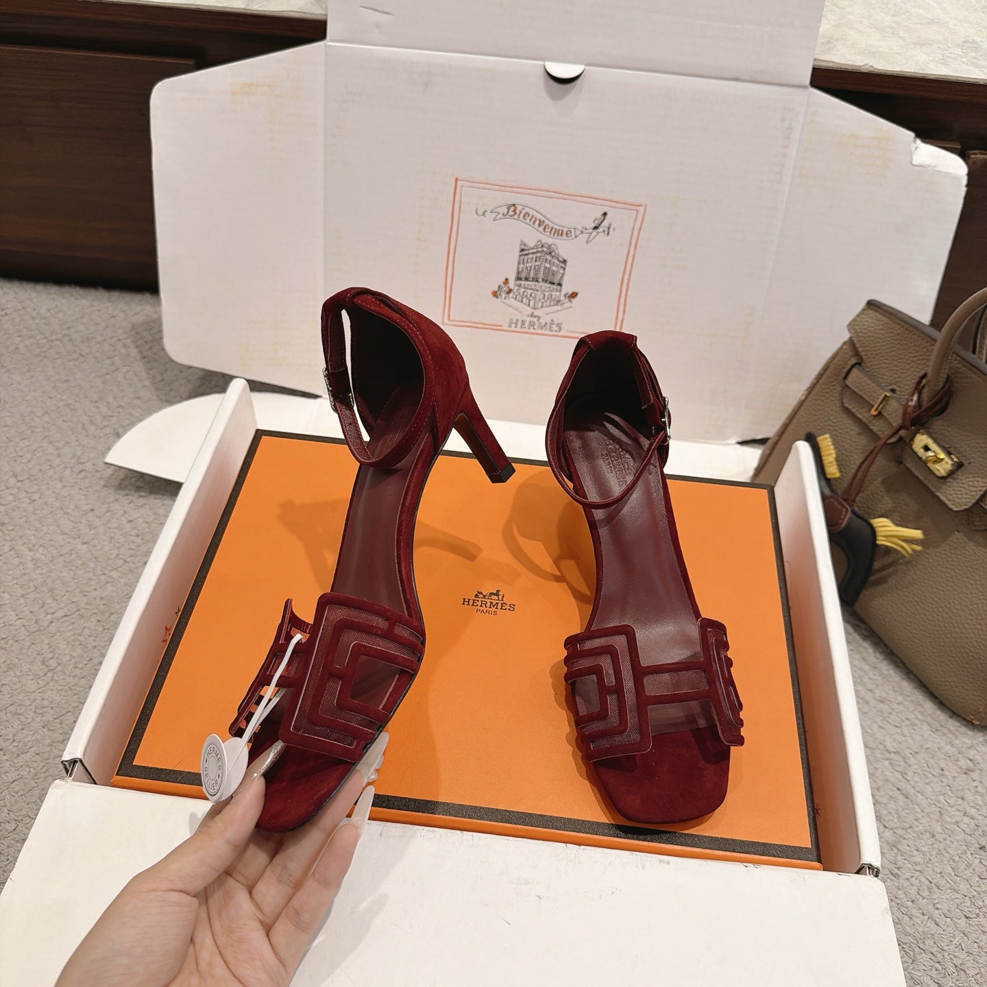 Hermes 2026 Oran Sandal Suede Mesh 898415