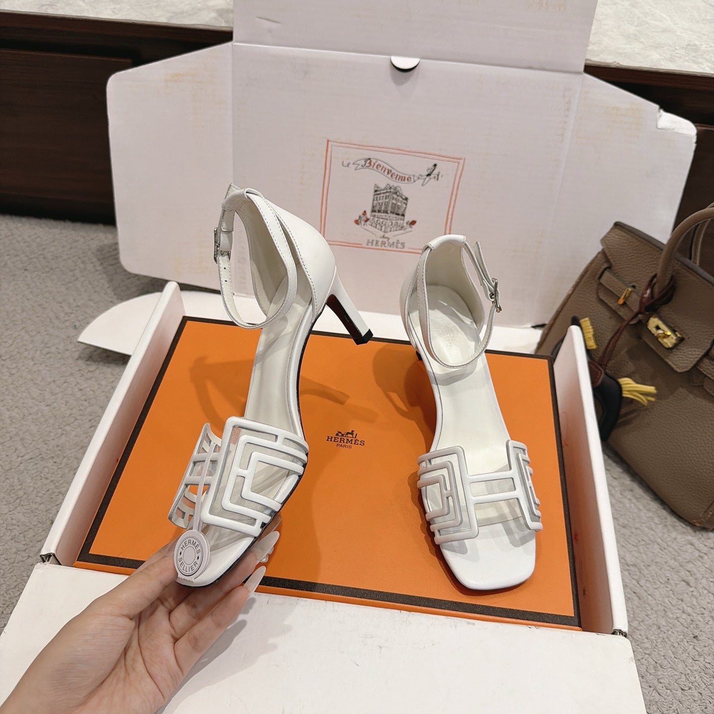 Hermes 2026 Oran Sandal Suede Mesh 898415