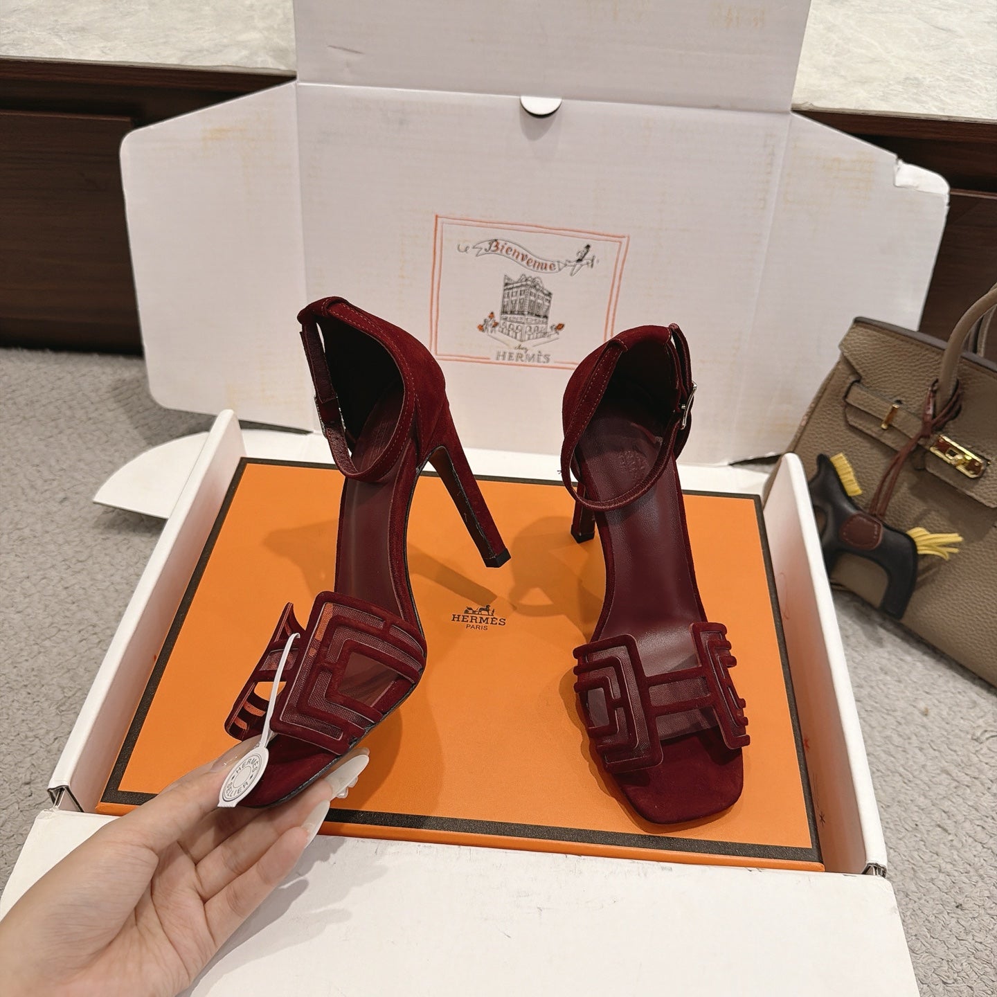 Hermes 2026 Oran Sandal Suede Mesh 898415