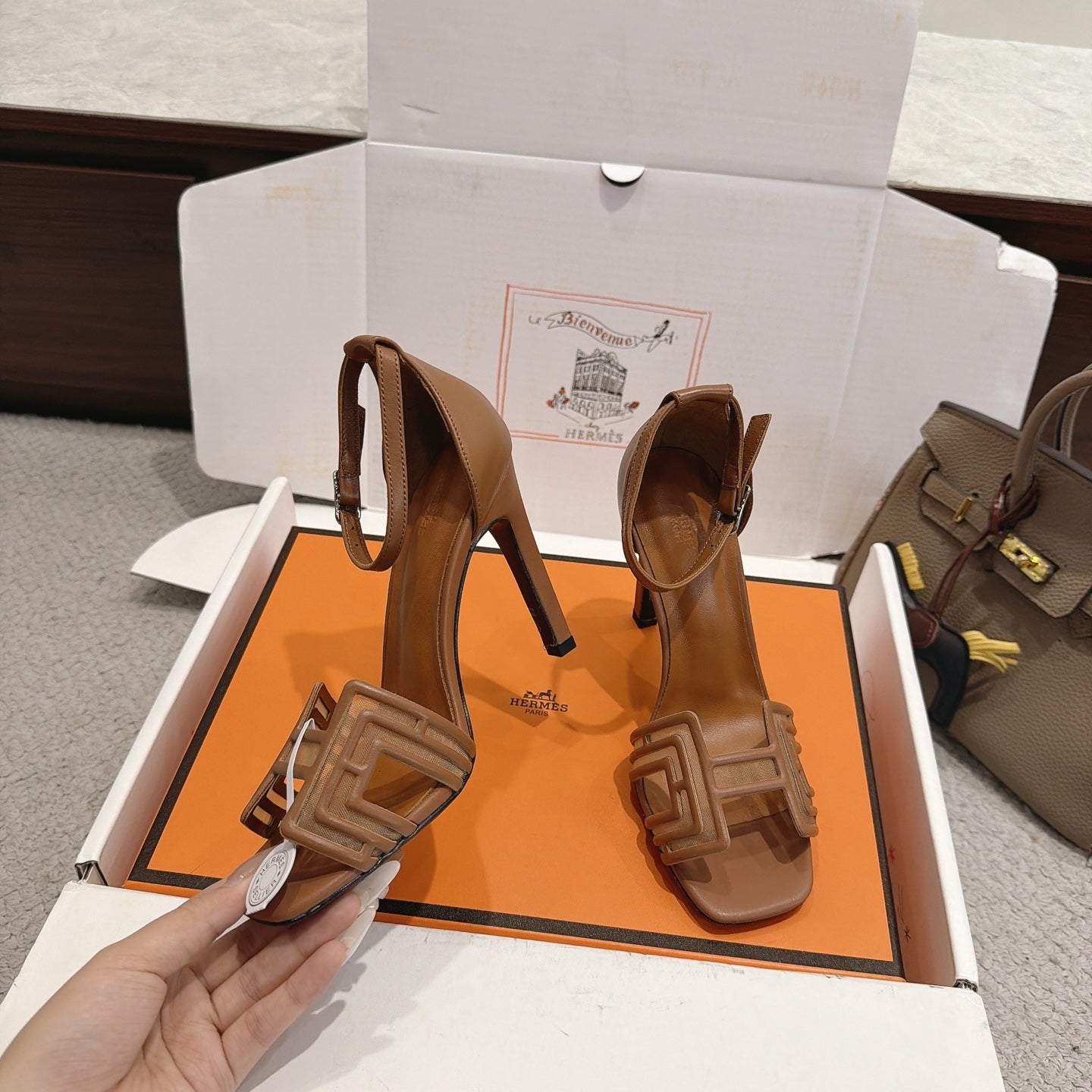 Hermes 2026 Oran Sandal Suede Mesh 898415