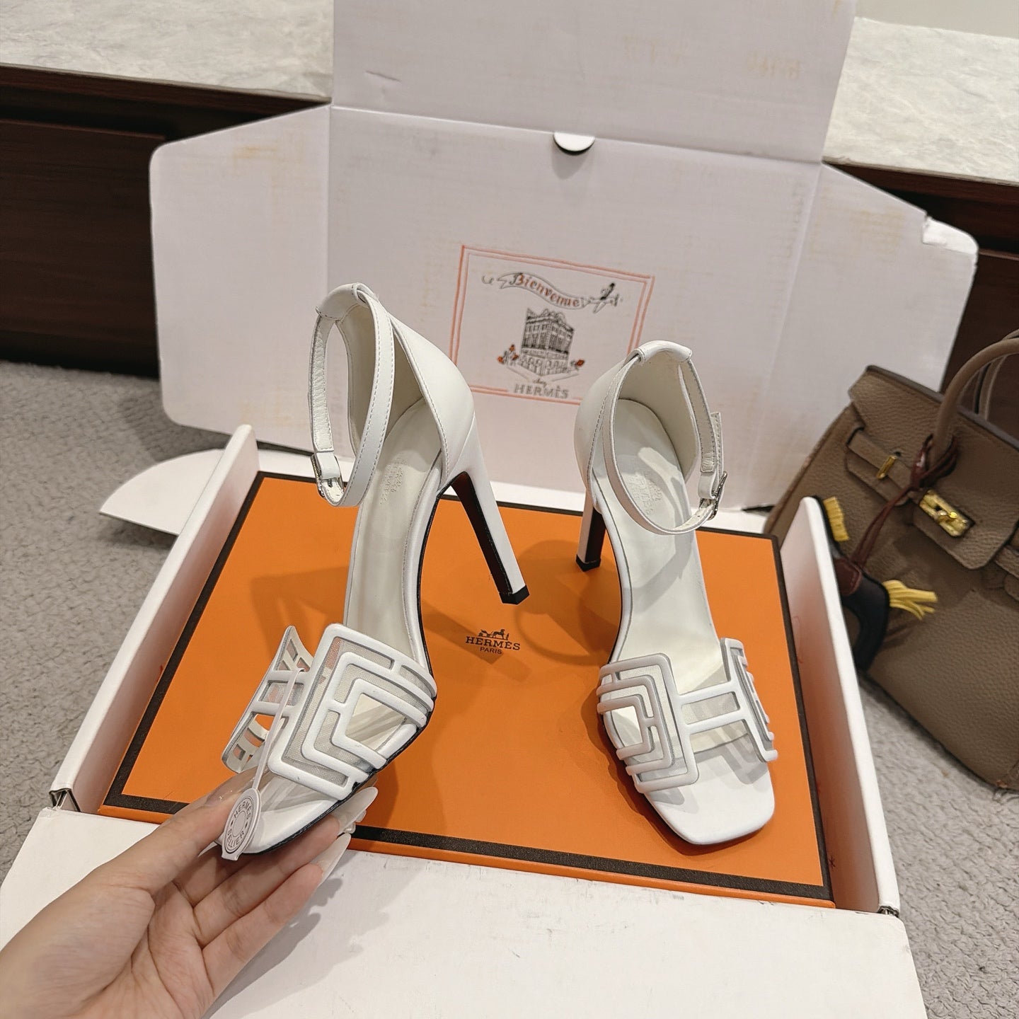 Hermes 2026 Oran Sandal Suede Mesh 898415