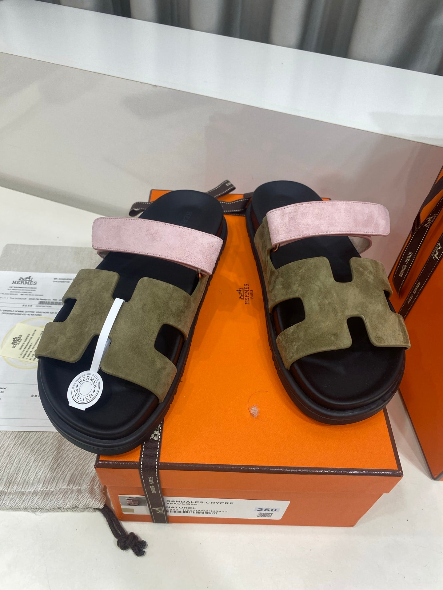 Hermes 2026 Chypre Sandal Two-tone Suede 957567