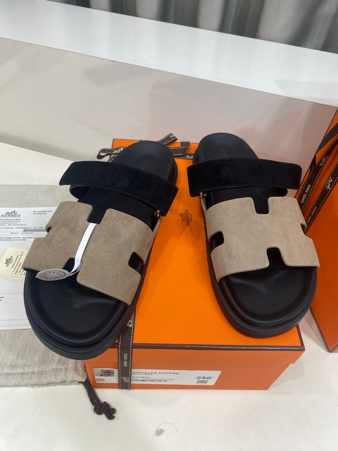 Hermes 2026 Chypre Sandal Two-tone Suede 957567