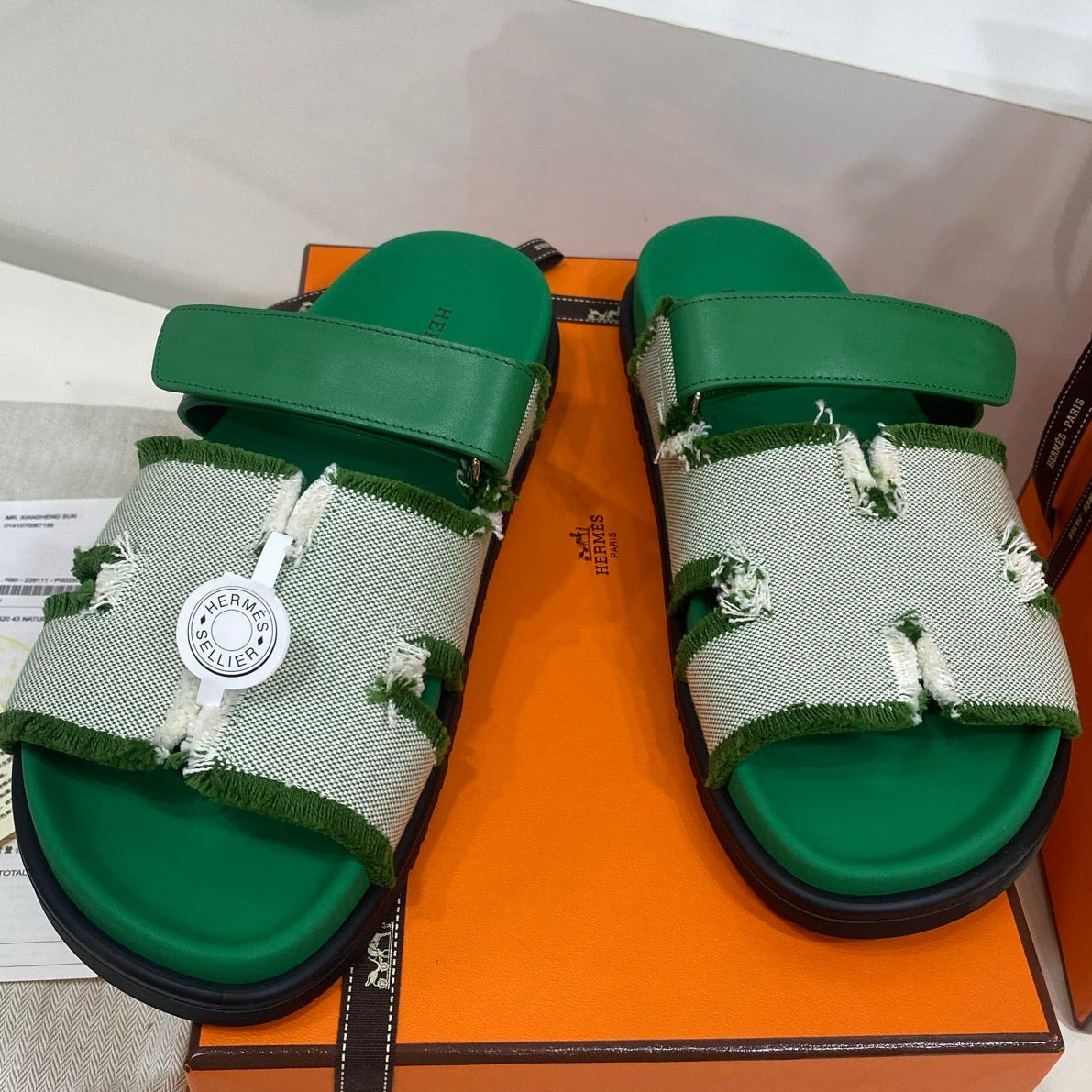 Hermes 2026 Chypre Sandal Canvas Calfskin 957513