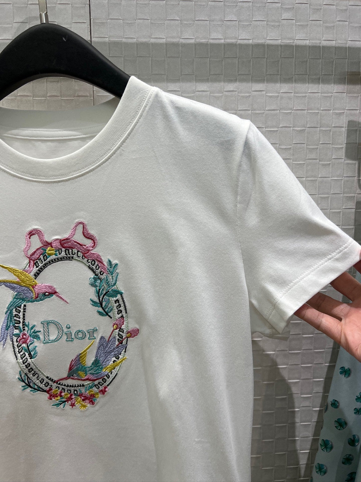 Dior 2026 Colorful Bird and Magic Mirror Logo Short-Sleeve T-Shirt White Cotton 758811