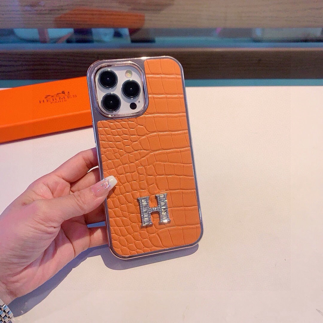 Hermes Crocodile Pattern H Phone Case 390516