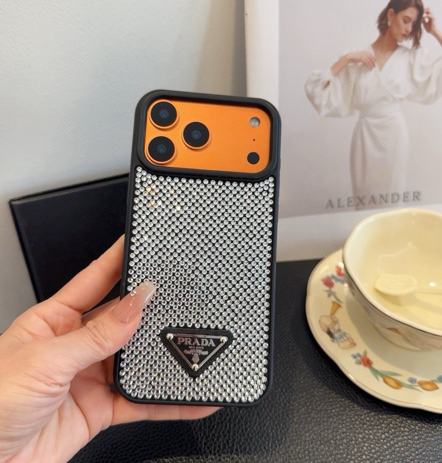 Prada Rhinestone Embellishments Phone Case 398664