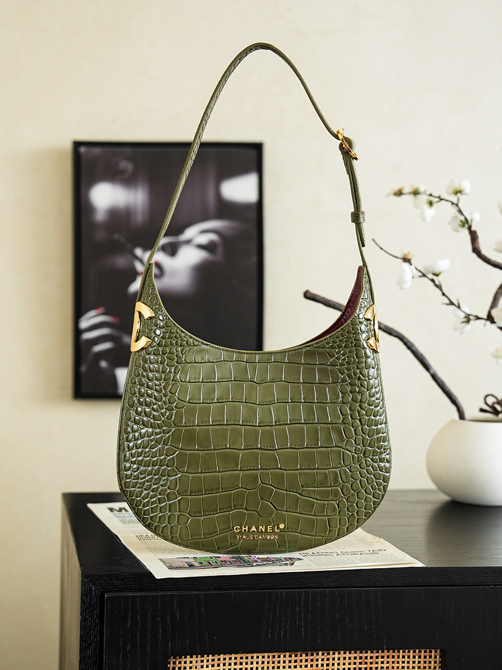 Chanel 2026 Shoulder Bag Crocodile Embossed Leather 167164
