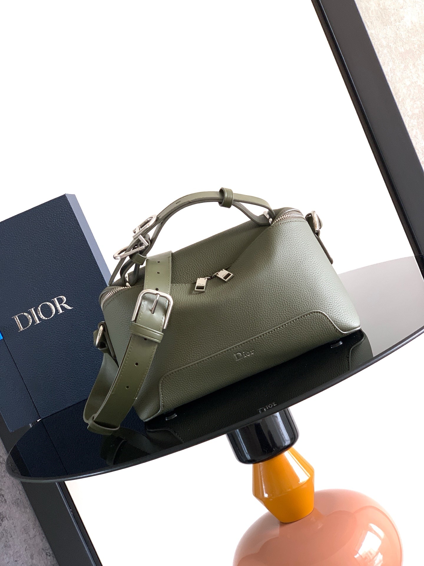 Dior 2026 Archie Zipped Bag with Strap 28cm Grained Calfskin 386302
