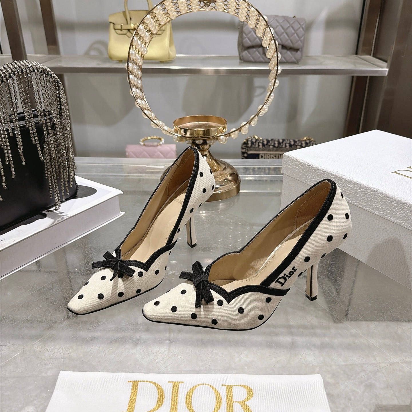 Dior 2026 Embroidered Romance Pumps 85mm Cotton 951396