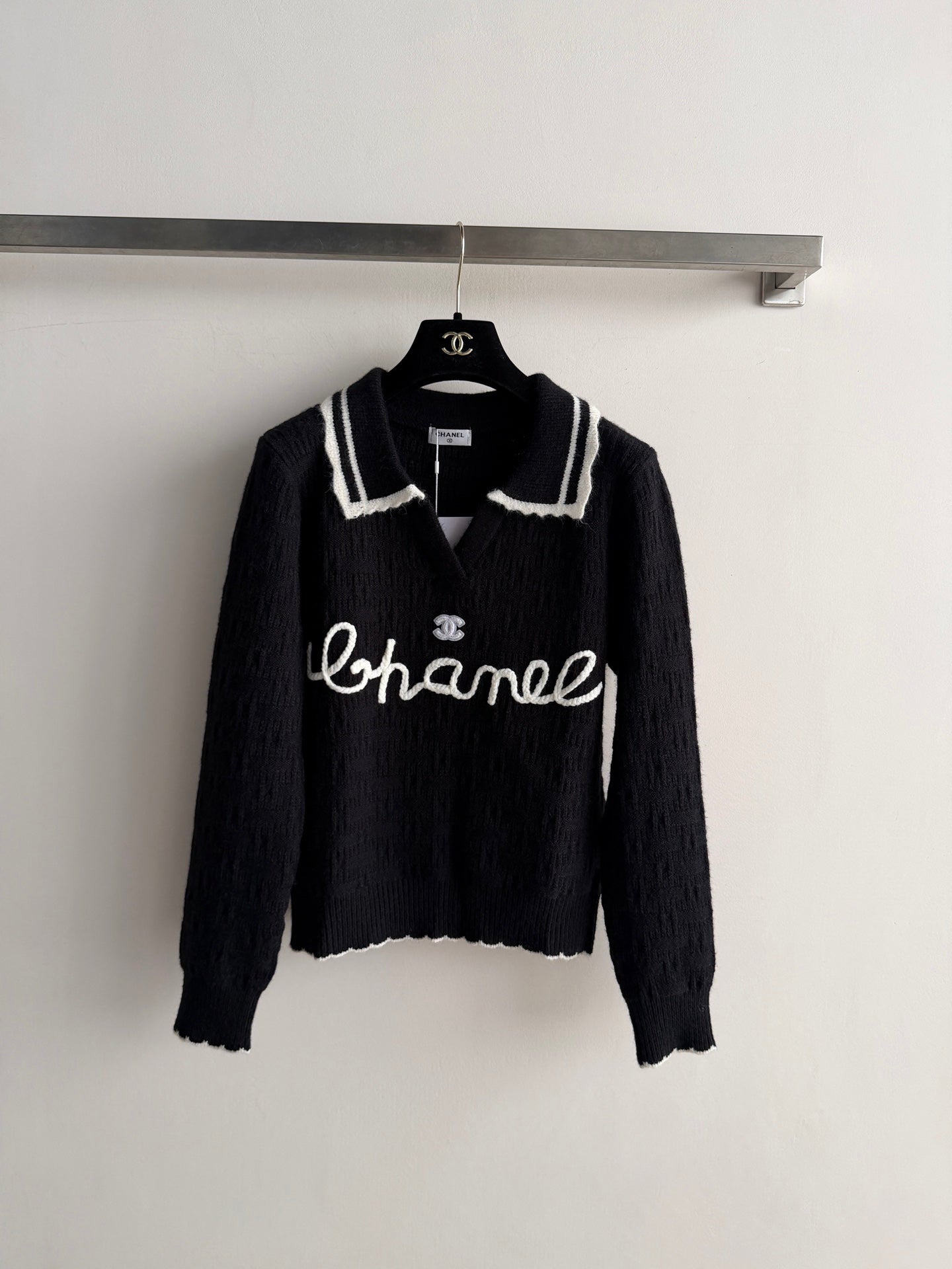 Chanel 2026 Embroidered Knit Polo Shirt Wool 417722
