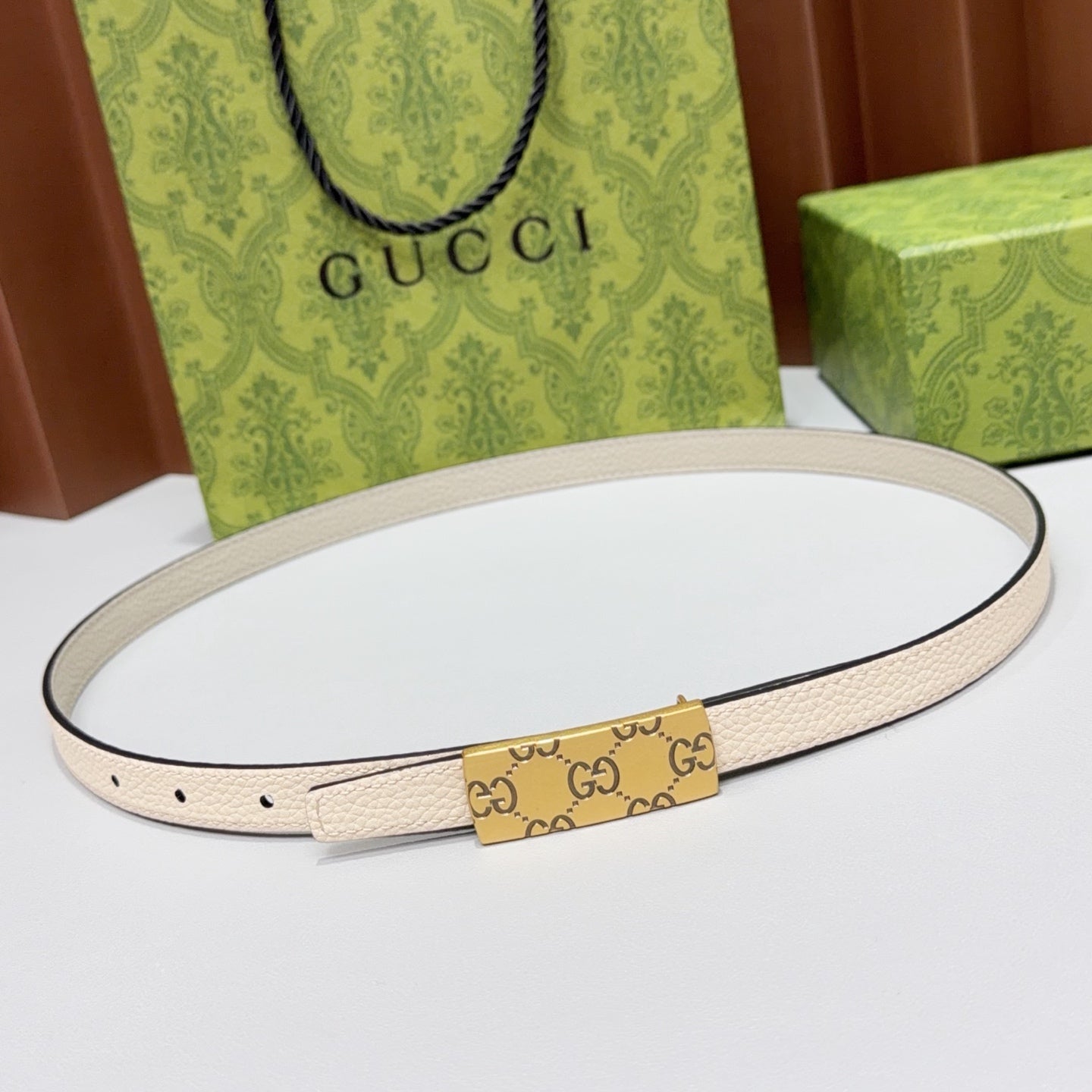 Gucci 2026 Squared Buckle Belt 15mm Leather 215284