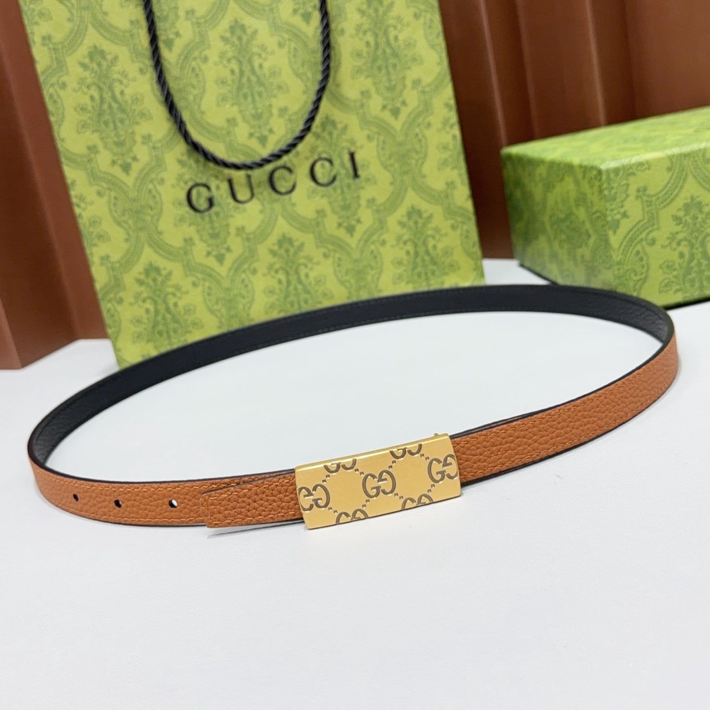 Gucci 2026 Squared Buckle Belt 15mm Leather 215284