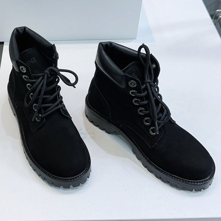 Celine 2026 Martin Lace-Up Boots Nubuck Leather 107294