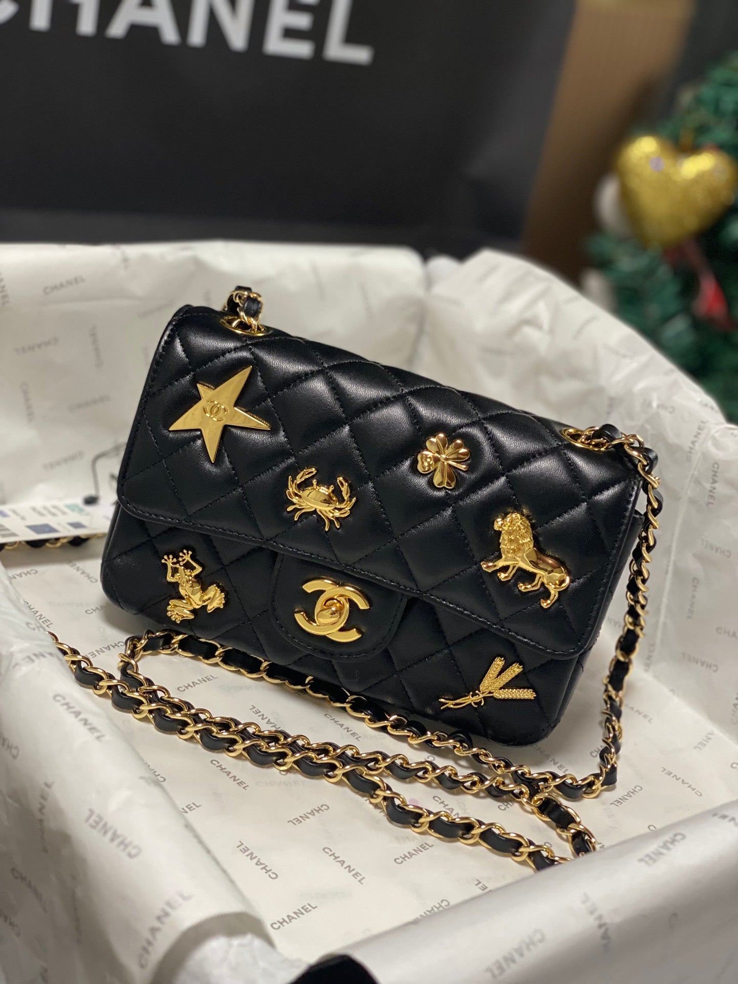 Chanel 2026 Animal Gold Charm Flap Bag Lambskin