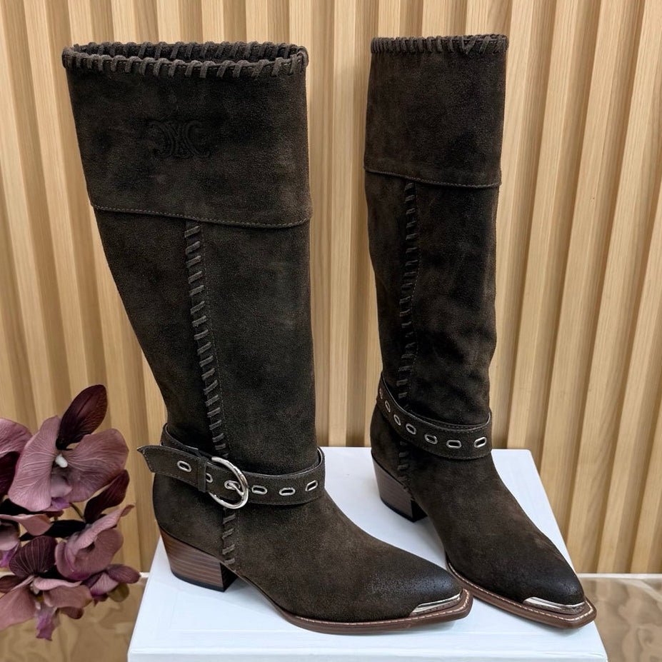 Celine 2026 Chelsea Pointed Toe Boots Suede Leather 995587