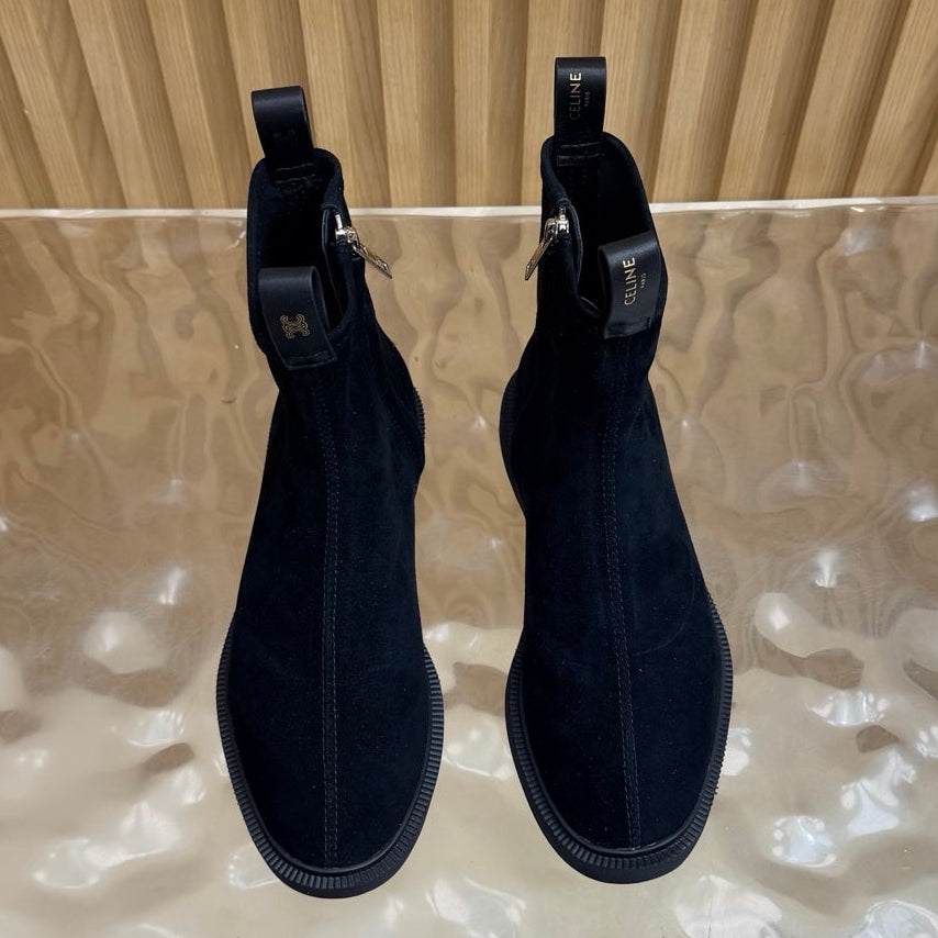 Celine 2026 Zipper Ankle Boots Suede Leather 995593
