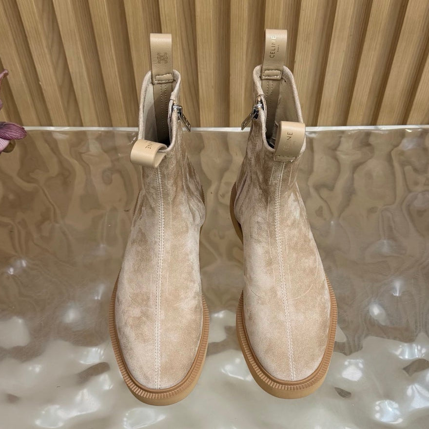 Celine 2026 Zipper Ankle Boots Suede Leather 995593